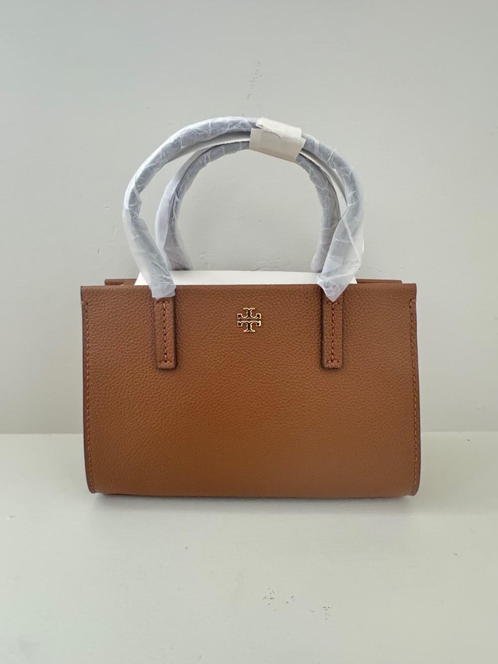 Tory Burch Small Structured Satchel in Cognac Brown